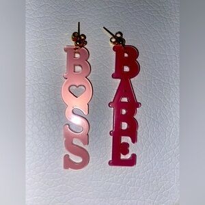Handmade Pink “Boss Babe” Earrings